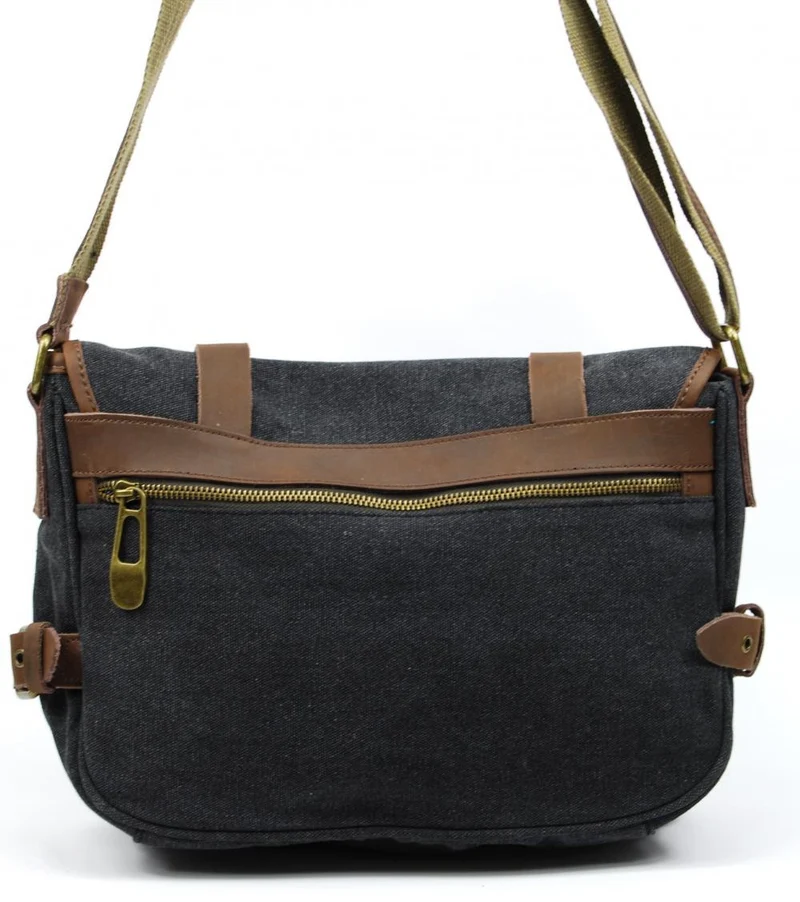 Sacoche cuir et toile PAPEY Noir