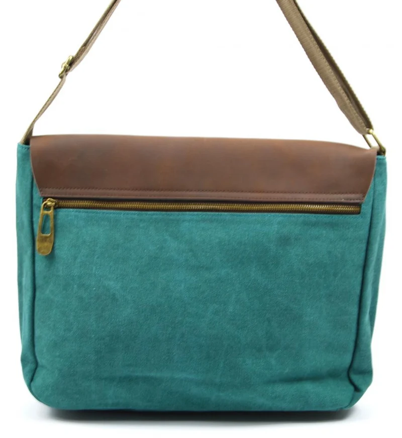 Sacoche cuir et toile CANCUN Vert canard