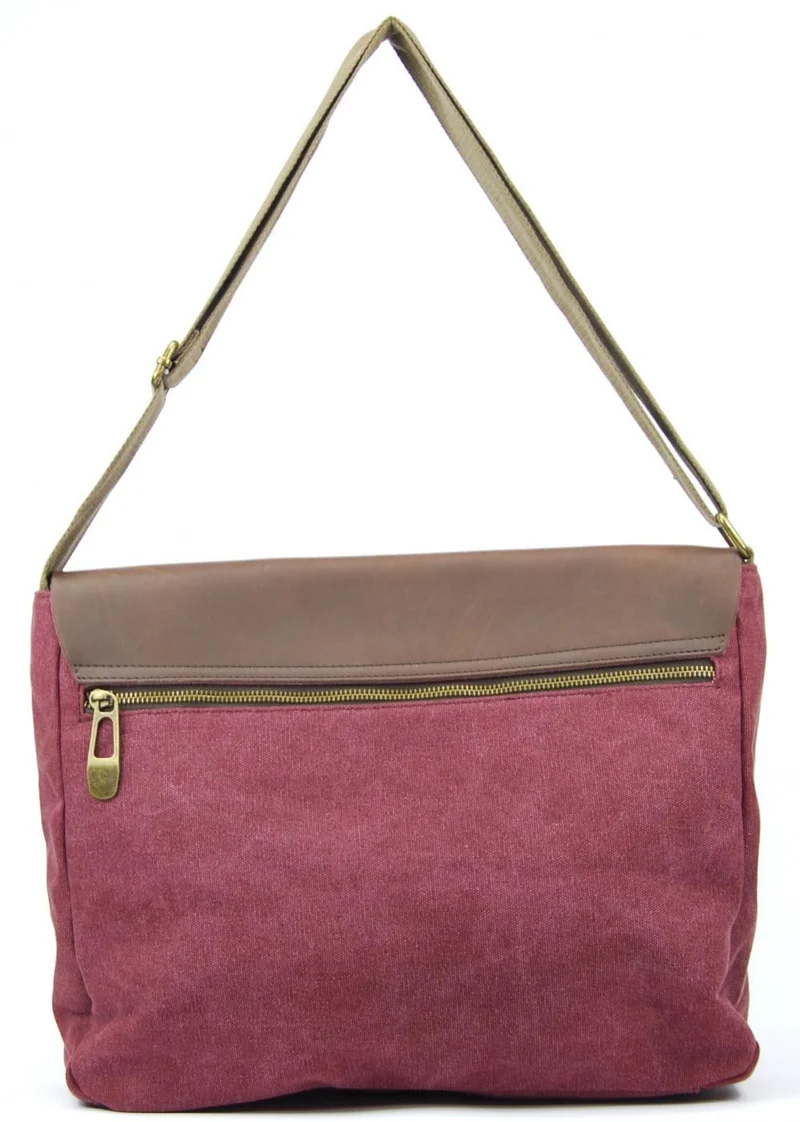 Sacoche cuir et toile CANCUN Bordeaux