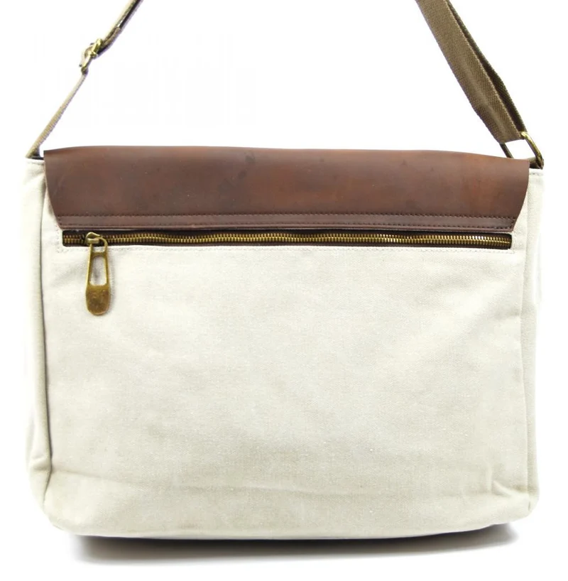 Sacoche cuir et toile CANCUN Beige