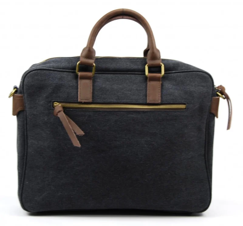 Sacoche en cuir et toile LOMBOK Noir