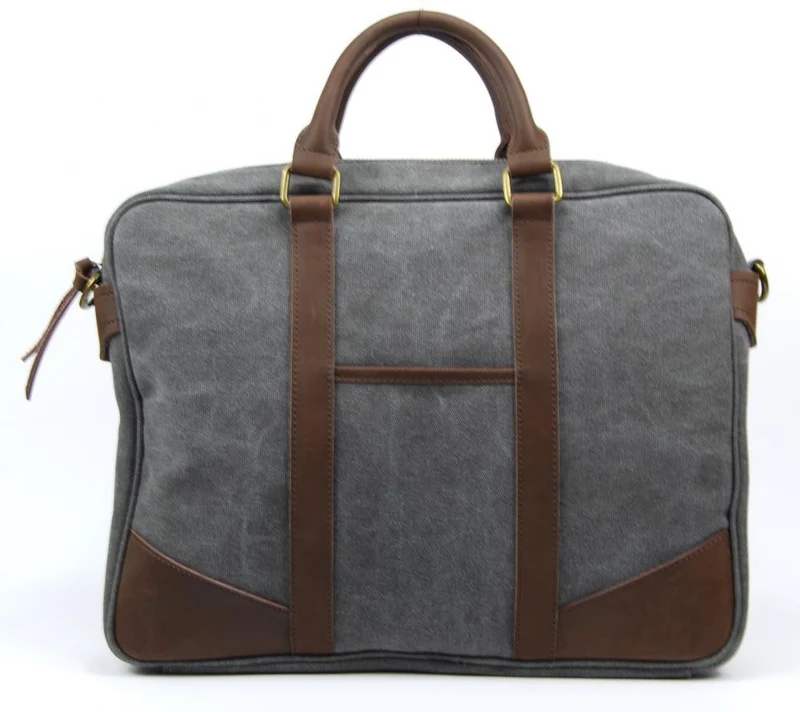 Sacoche en cuir et toile LOMBOK Gris clair