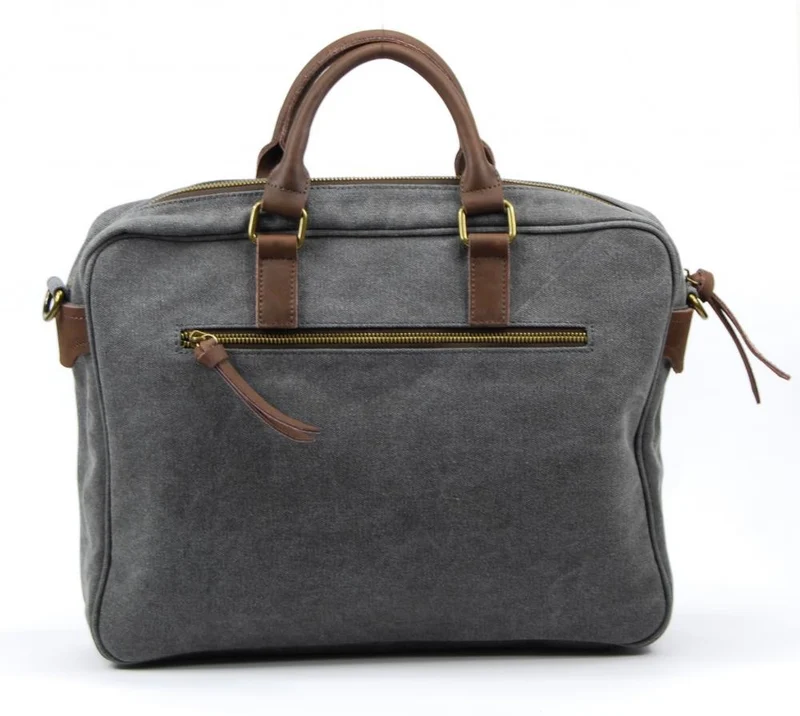 Sacoche en cuir et toile LOMBOK Gris clair