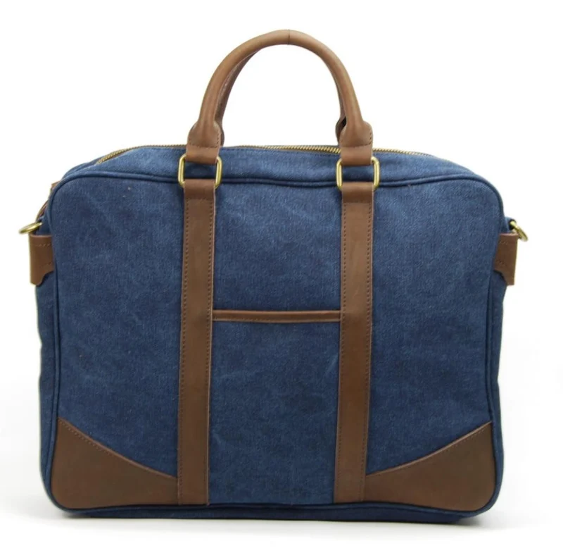 Sacoche en cuir et toile LOMBOK Bleu