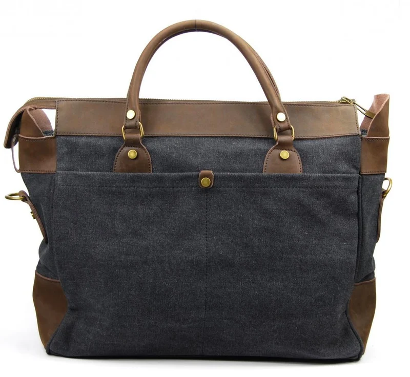 Sac week-end et voyage en cuir et toile AUSTERLITZ Noir