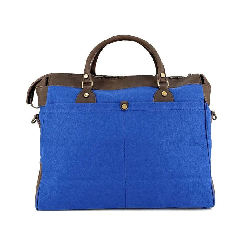 Sac week-end et voyage en cuir et toile AUSTERLITZ Bleu roi