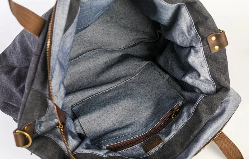 Sac de voyage et week-end cuir et toile FIDJI Gris taupé
