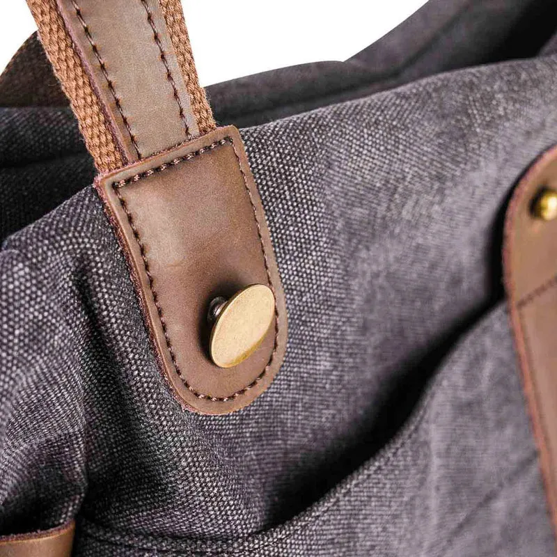 Sac de voyage et week-end cuir et toile FIDJI Gris taupé