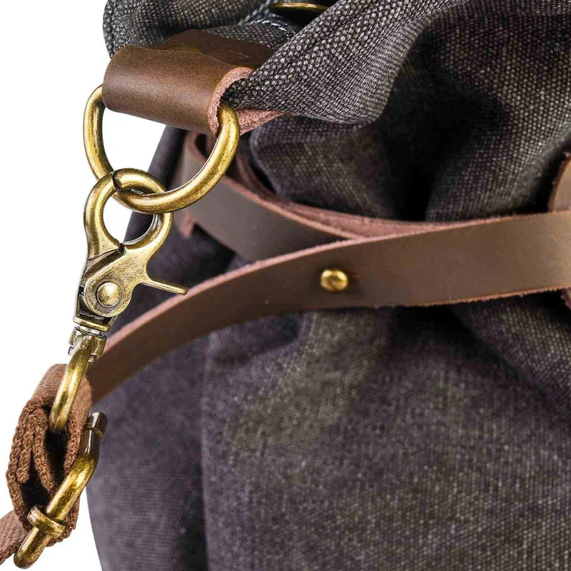 Sac de voyage et week-end cuir et toile FIDJI Gris taupé