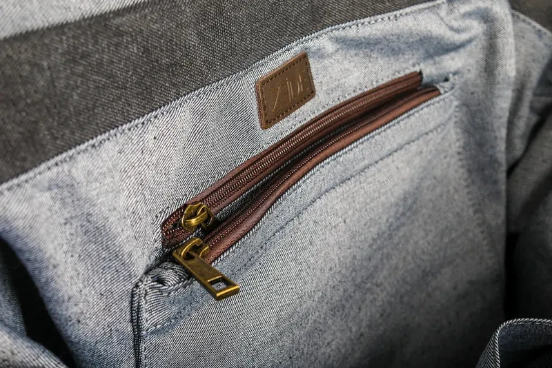 Sac de voyage et week-end cuir et toile FIDJI Gris taupé