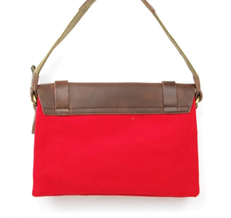 Pochette en cuir et toile JAVA Rouge garance