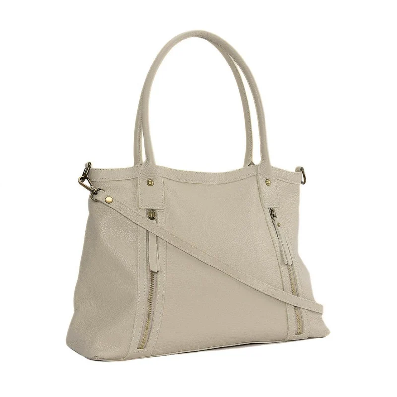 Sac à main en cuir grainé RANGOON Beige crème