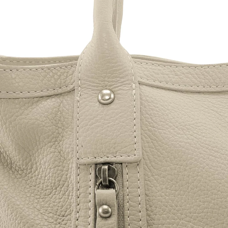 Sac à main en cuir grainé RANGOON Beige crème