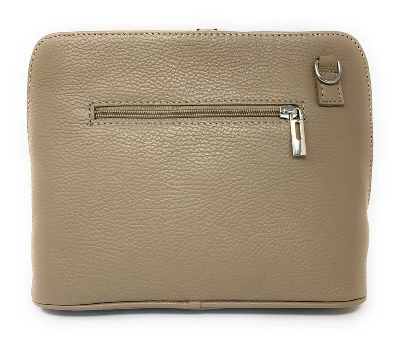 Sac à main en cuir italien grainé MAMMA MIA Taupe foncé