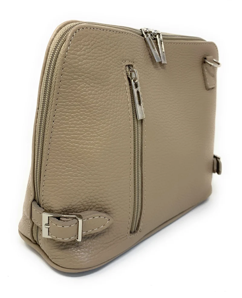Sac à main en cuir italien grainé MAMMA MIA Taupe foncé