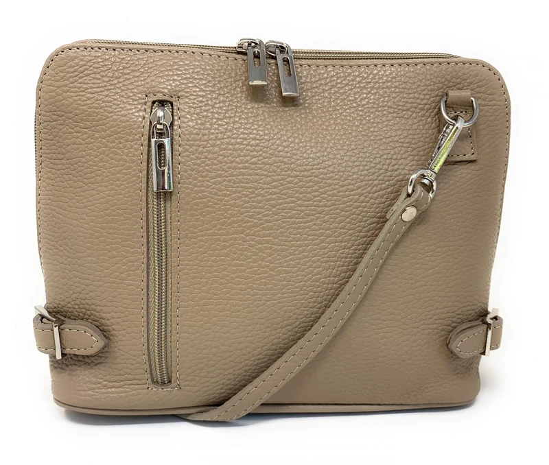 Sac à main en cuir italien grainé MAMMA MIA Taupe foncé