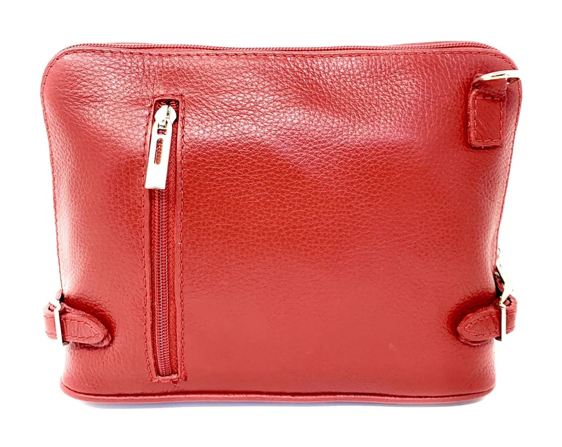 Sac à main en cuir italien grainé MAMMA MIA Rouge garance