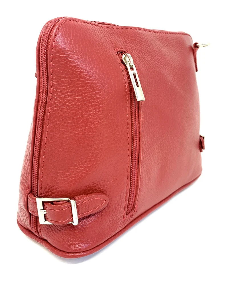 Sac à main en cuir italien grainé MAMMA MIA Rouge garance