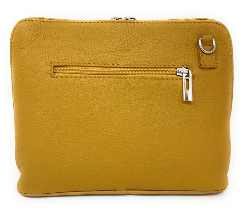 Sac à main en cuir italien grainé MAMMA MIA Jaune Moutarde