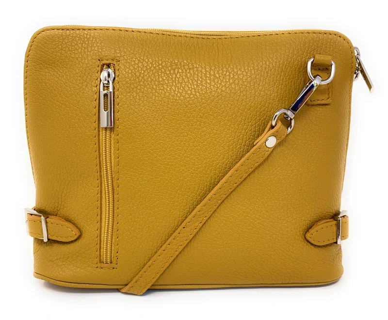 Sac à main en cuir italien grainé MAMMA MIA Jaune Moutarde