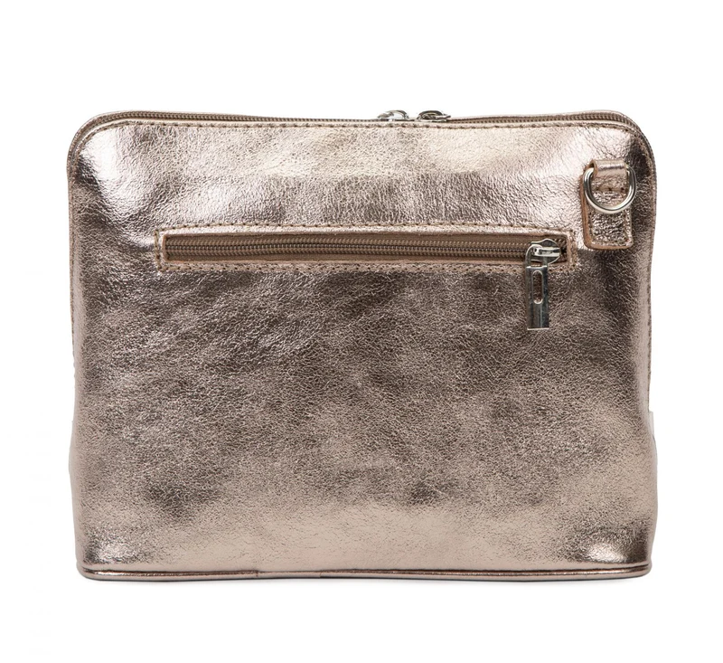 Sac à main en cuir italien métallisé MAMMA MIA Champagne irisé