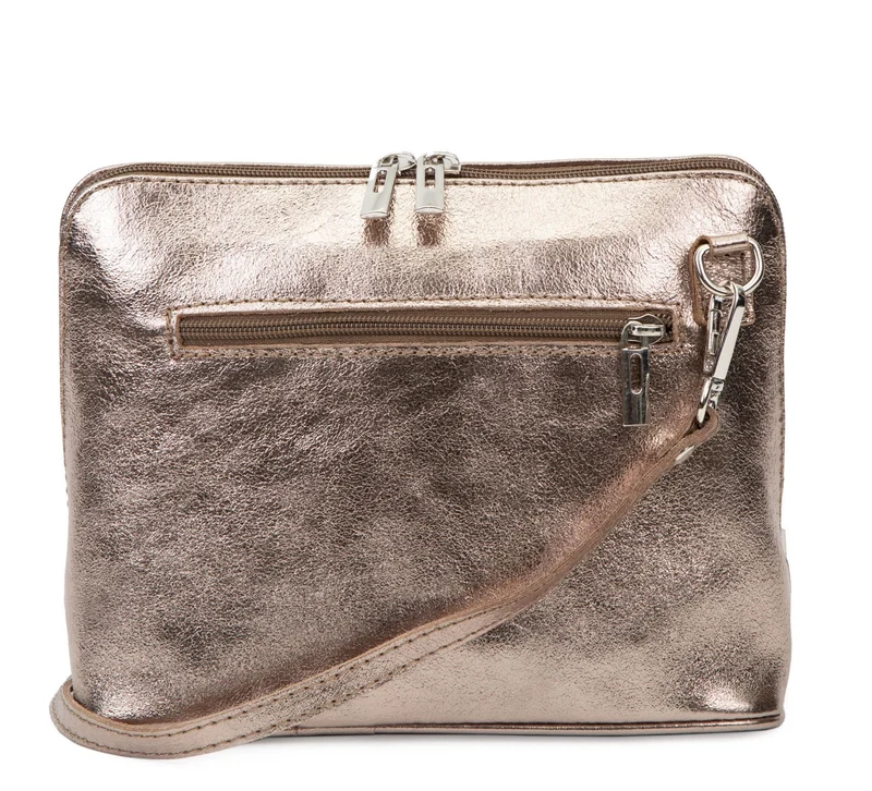 Sac à main en cuir italien métallisé MAMMA MIA Champagne irisé
