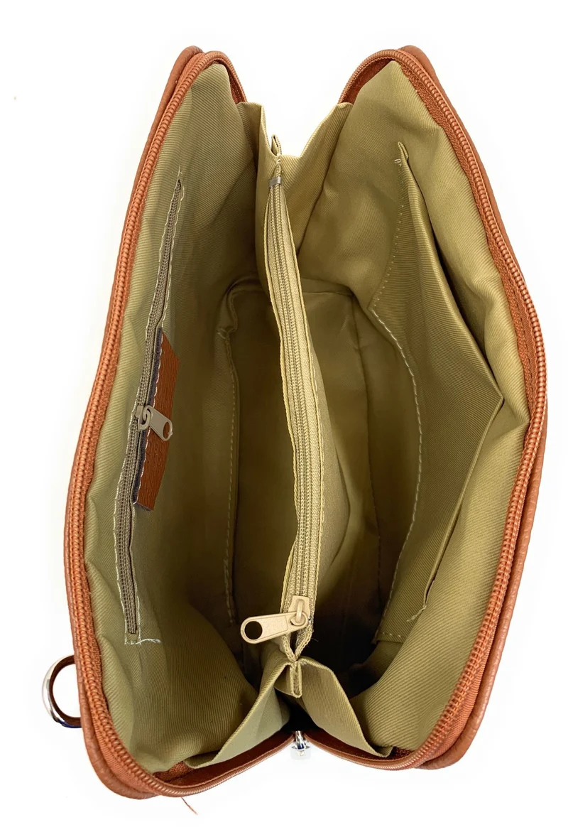Sac à main en cuir italien grainé MAMMA MIA Camel