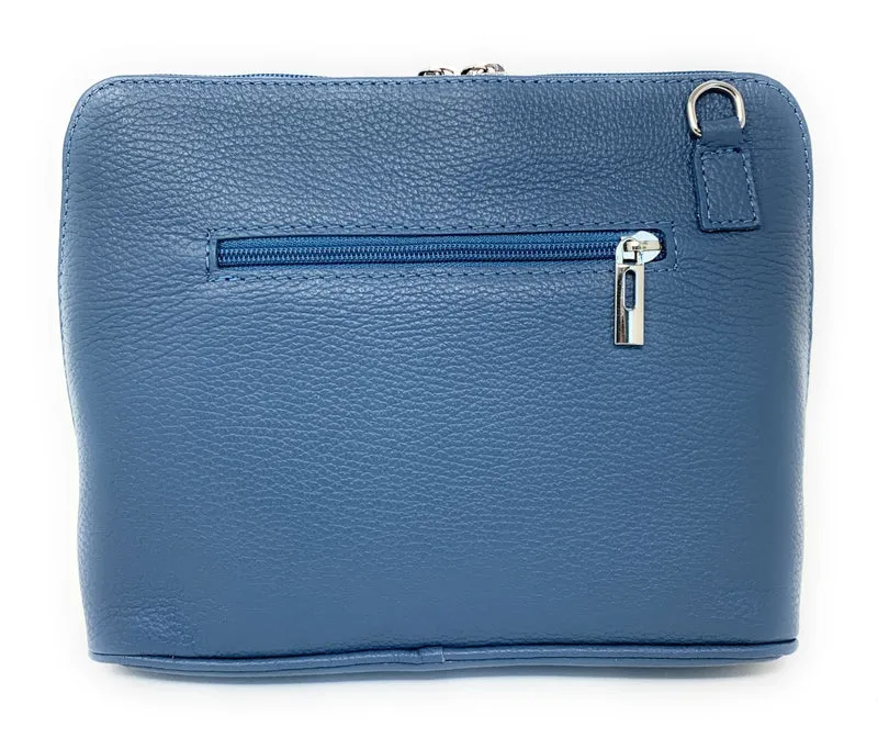 Sac à main en cuir italien grainé MAMMA MIA Bleu glacier
