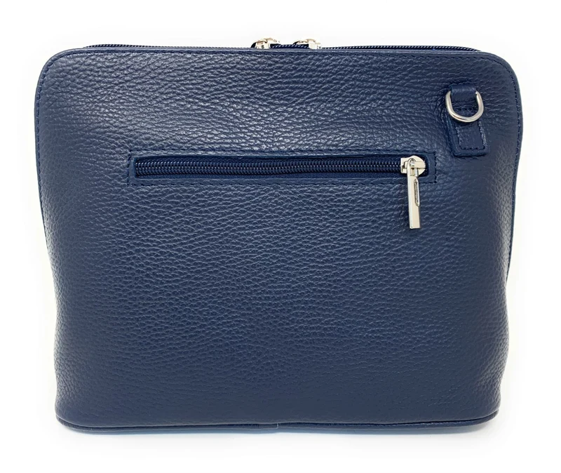 Sac à main en cuir italien grainé MAMMA MIA Bleu marine