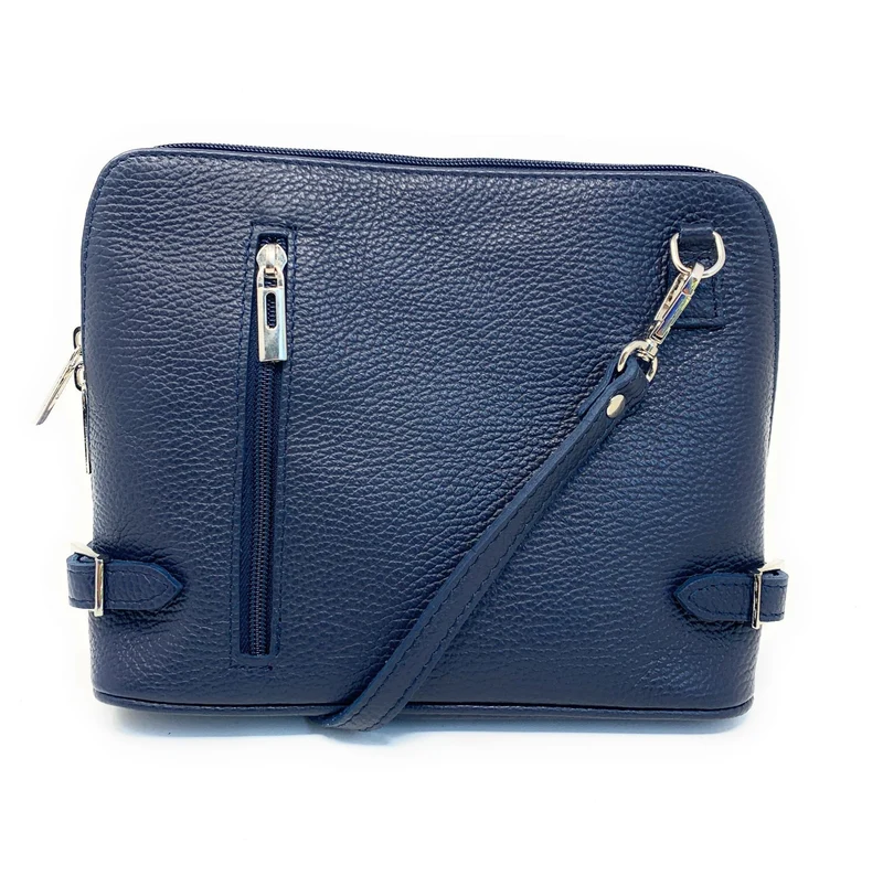 Sac à main en cuir italien grainé MAMMA MIA Bleu marine