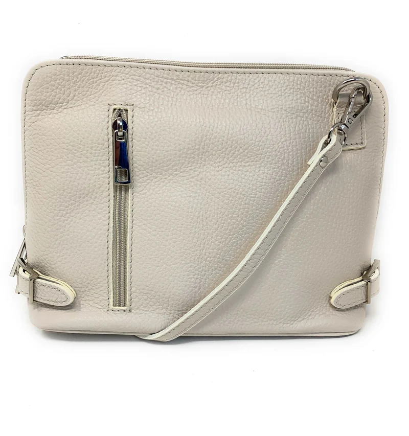 Sac à main en cuir italien grainé MAMMA MIA Beige crème