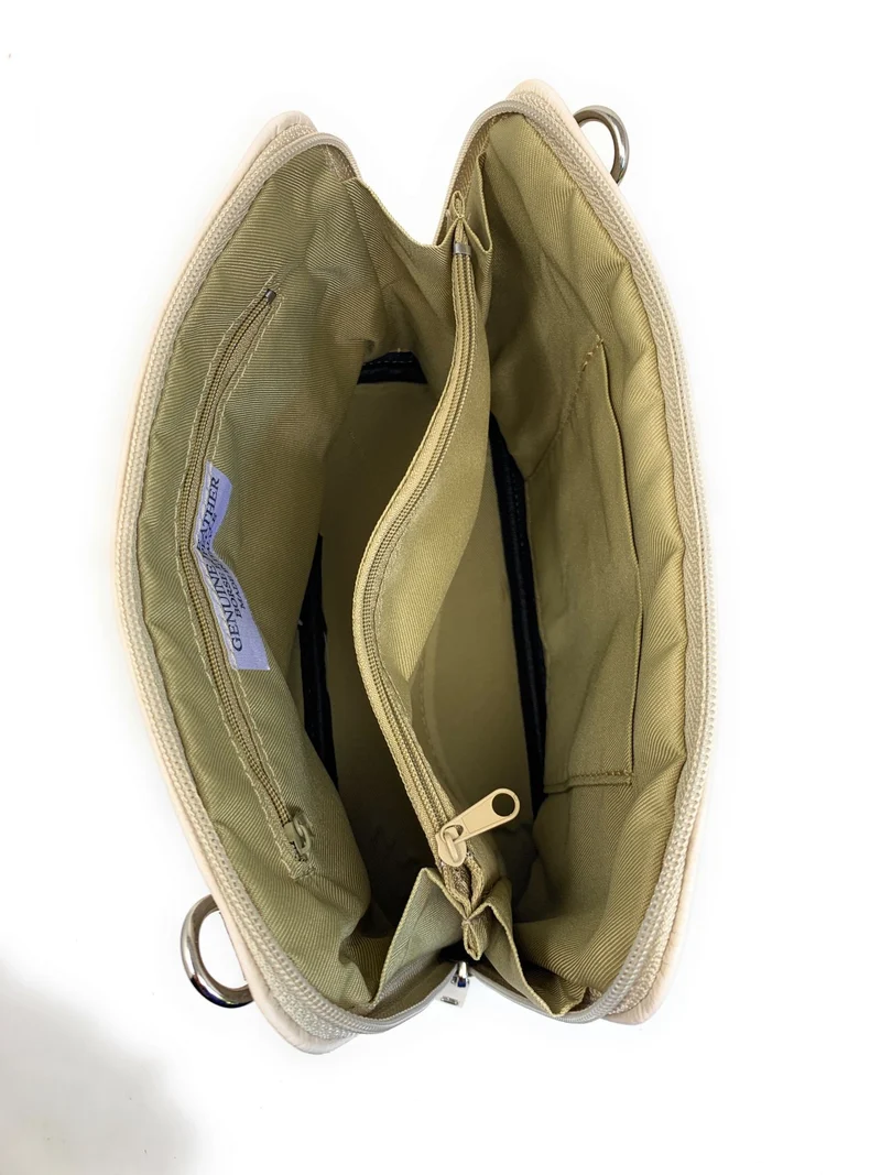 Sac à main en cuir italien grainé MAMMA MIA Beige crème