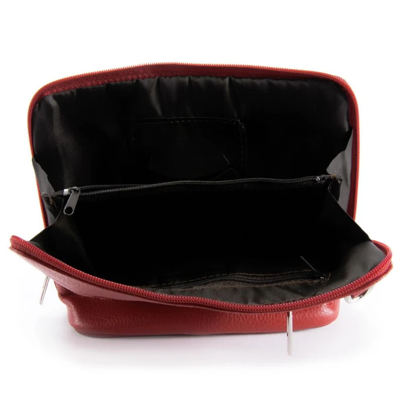 Mini sac à bandoulière en cuir grainé italien MIA Rouge garance