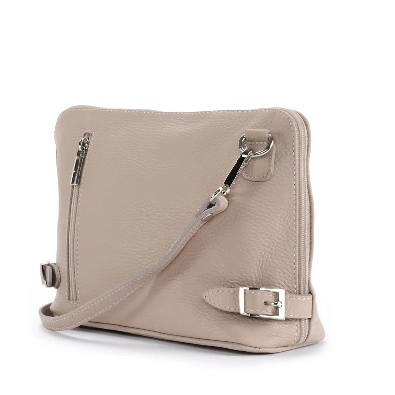 Mini sac à bandoulière en cuir grainé italien MIA Rose nude