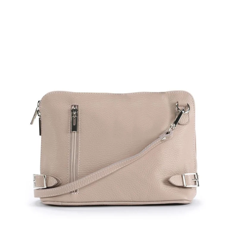 Mini sac à bandoulière en cuir grainé italien MIA Rose nude