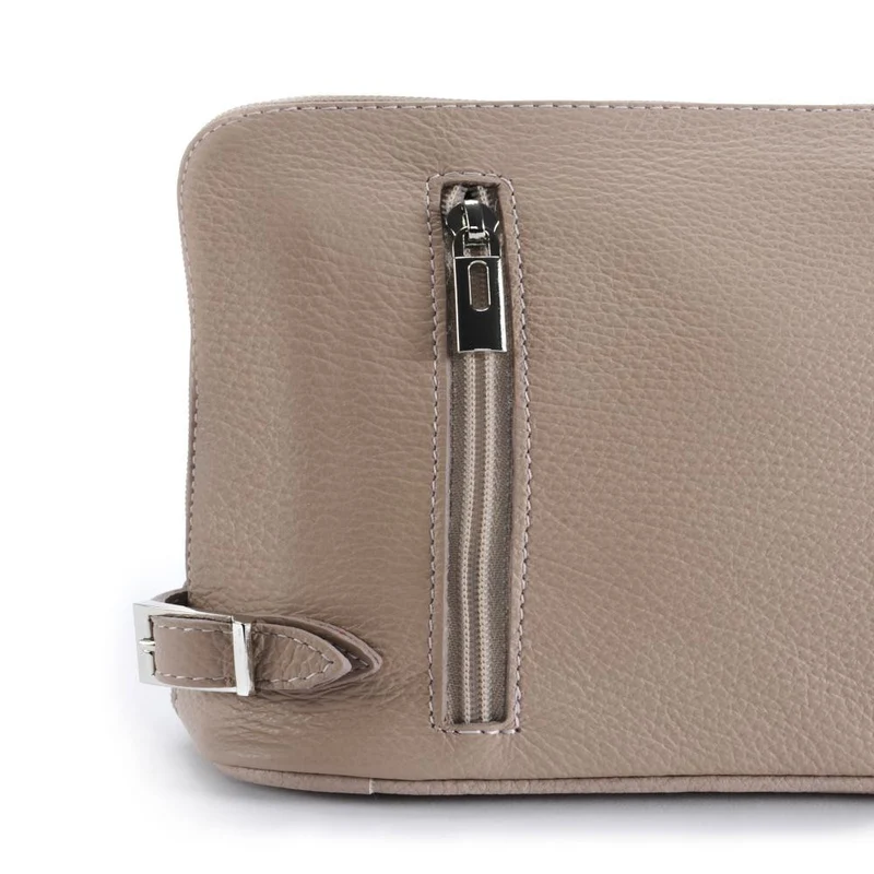 Mini sac à bandoulière en cuir grainé italien MIA Rose nude