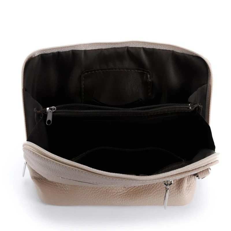 Mini sac à bandoulière en cuir grainé italien MIA Rose nude