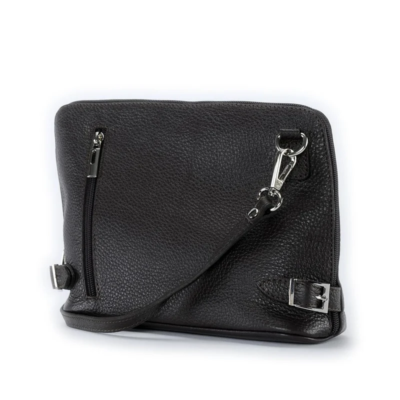 Mini sac à bandoulière en cuir grainé italien MIA Noir