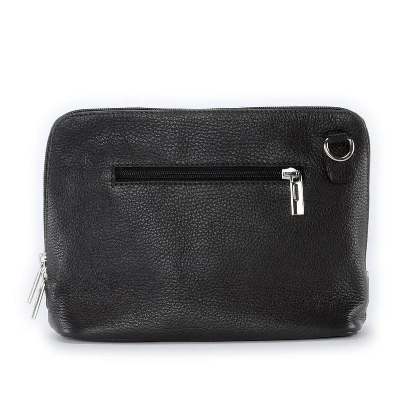 Mini sac à bandoulière en cuir grainé italien MIA Noir