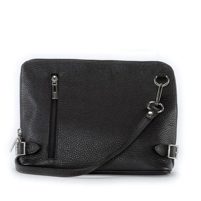 Mini sac à bandoulière en cuir grainé italien MIA Noir