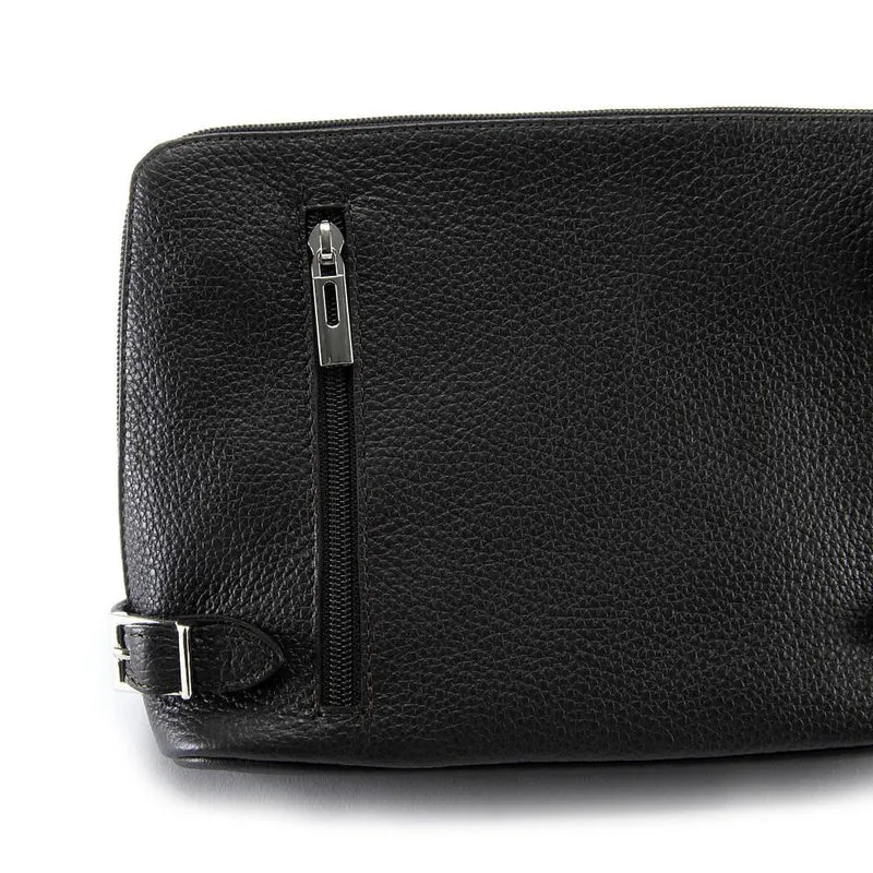 Mini sac à bandoulière en cuir grainé italien MIA Noir