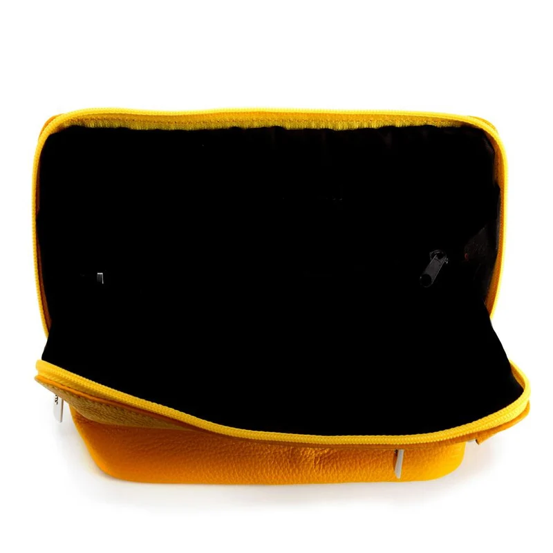Mini sac à bandoulière en cuir grainé italien MIA Jaune Moutarde