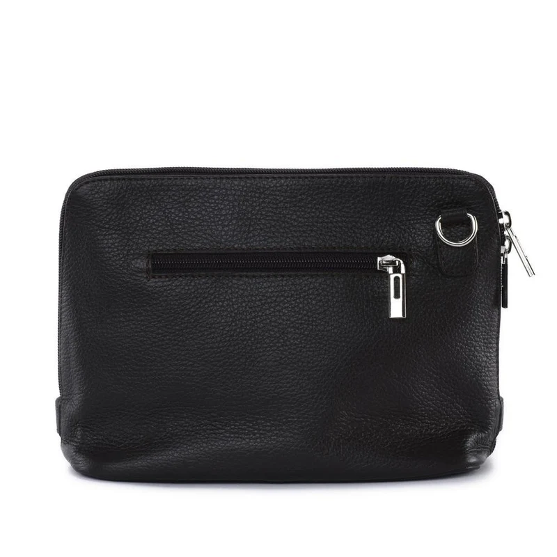 Mini sac à bandoulière en cuir grainé italien MIA Marron chocolat