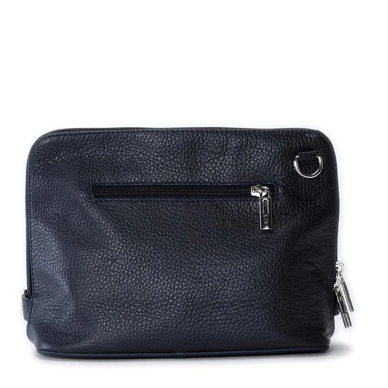 Mini sac à bandoulière en cuir grainé italien MIA Bleu marine