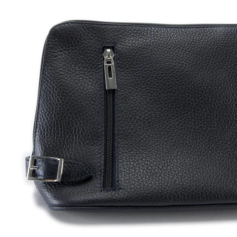 Mini sac à bandoulière en cuir grainé italien MIA Bleu marine