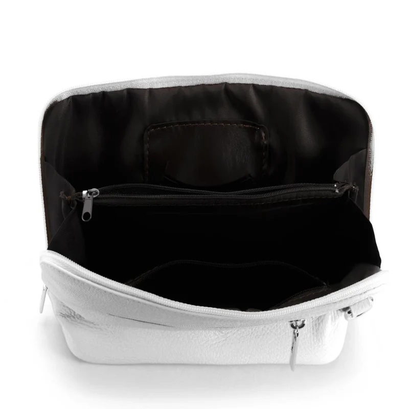 Mini sac à bandoulière en cuir grainé italien MIA Blanc
