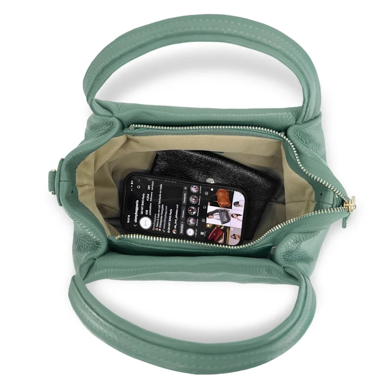 Sac à main en cuir grainé BUBBLE Vert pastel
