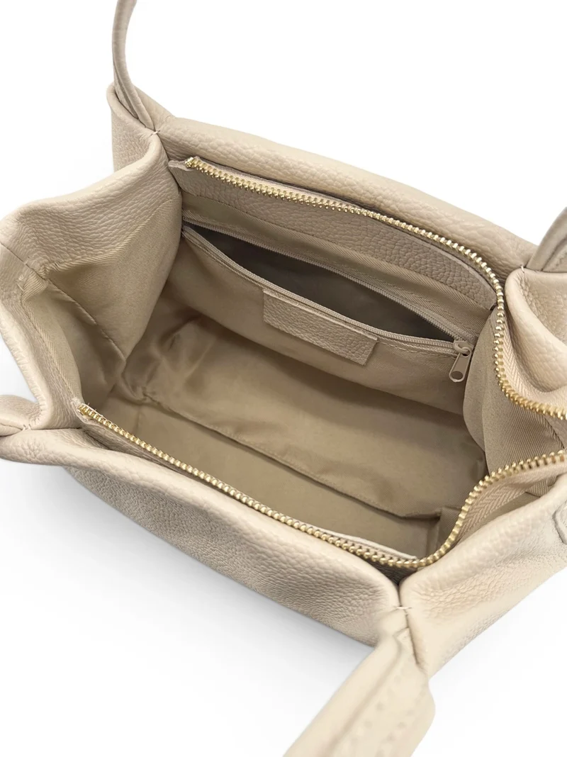 Sac à main en cuir grainé BUBBLE Taupe clair