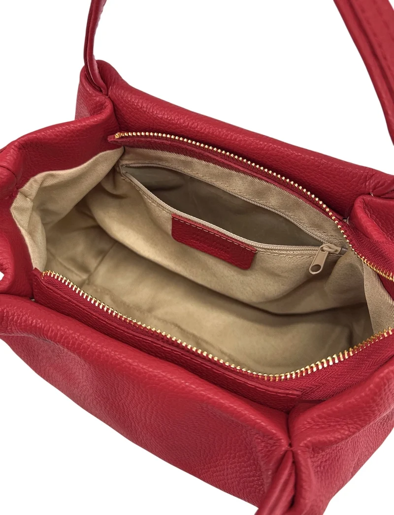 Sac à main en cuir grainé BUBBLE Rouge foncé