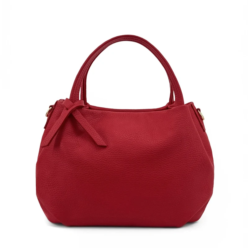 Sac à main en cuir grainé BUBBLE Rouge foncé